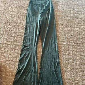 Aerie Green Crossover Flare Leggings
